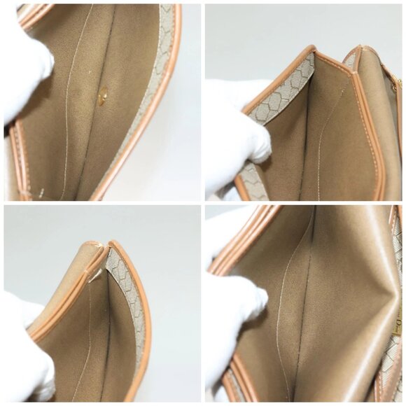 Christian Dior Honeycomb Canvas Chain Shoulder Bag PVC Beige Gold Auth ti3242 - Picture 15 of 16